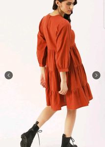 Trendy Tiered Rust Orange Dress