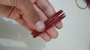Vibrant Red Glass Bangles