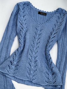 Y2K Beaded Cable-Knit V-Neck