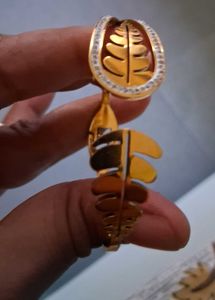 Gold Leaf &amp; Crystal Bangle