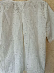 White Eyelet V-Neck Top