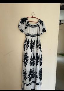 Boho Black &amp; White Floral Gown