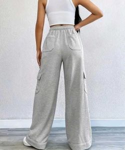 Grey Wide Leg Cargo Pants