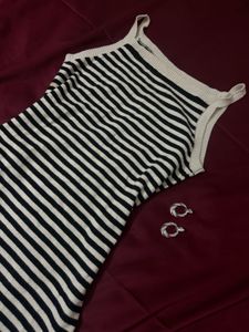 Chic black and white stripe dress