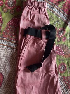 Dusty Rose Cargo Pants with Belt