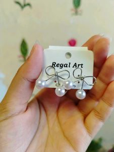 Cute Bow Pearl combo Earrings