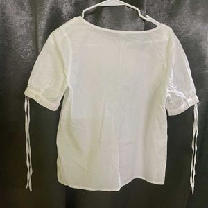 Chic White Ruffle Sleeve Top