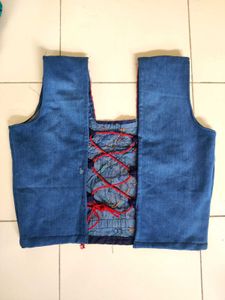 Embroidered Ethnic Denim Top Blouse
