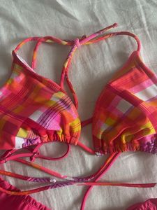 Y2K candy pink and plaid Bikini combo 🍭