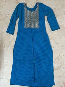 Blue Kurta with Golden Embellishment