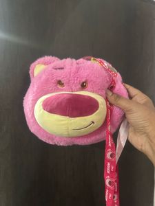 Cute Pink Bear Plush Crossbody Bag