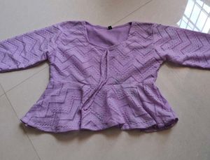 Sheer V-Neck Peplum Top