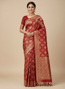 Elegant Red & Gold Banarasi Silk Saree