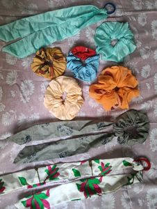 Pack of 8 Scrunchies &amp; Hair Scarves