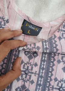 Price Drop !Embroidered Stylish Pink Straight Kurt