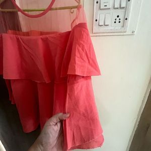 Chic Coral Ruffle Dress