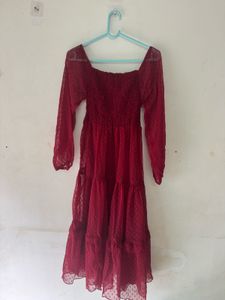 Chic Maroon Tiered Dress