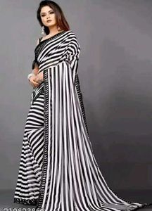DESIGNER BLACK AND WHITE ZEBRA PRINT SAREE..
