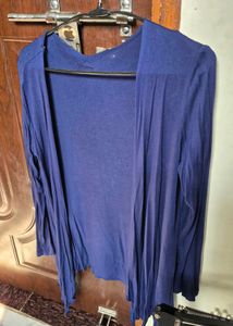 Blue Cardigan &amp; Striped Top Set