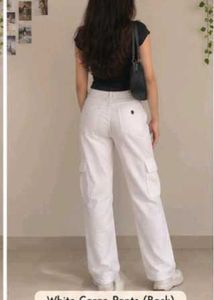 Trendy White Cargo Pants