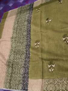 Handloom Black print Chanderi Silk Saree