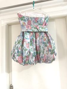Zara Strapless Floral Bubble hem Dress