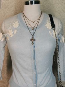Light Blue Floral Cardigan