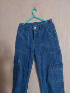 Blue Denim Cargo Pants