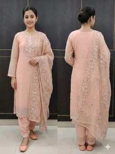 Elegant Peach pakistani Suit Dupatta
