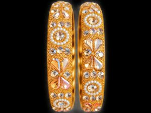 Gold Bangles with Embellishments