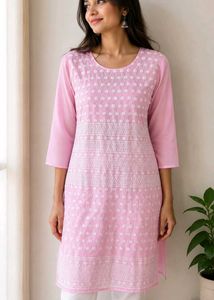 Pink Chikankari Kurta