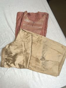 Fabindia Silk  Rose Pink Kurta with palazzo
