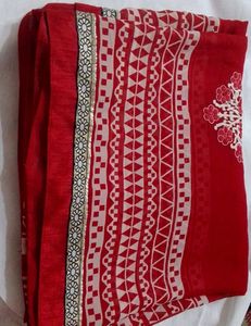 White Bordered Red Embroidered Saree