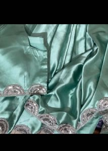 Elegant satin Sea Green Saree