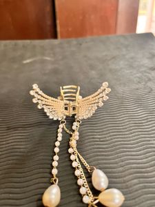 Elegant Pearl & Crystal Hair Claw Clip