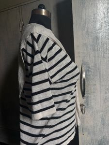 Striped Knit Top with Scarf Detail