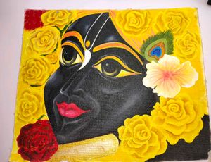 Krishna with Roses Painting