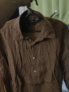 men and women Brown Linen Shirt