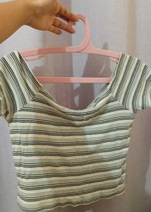 Striped Cropped off shoulder Top