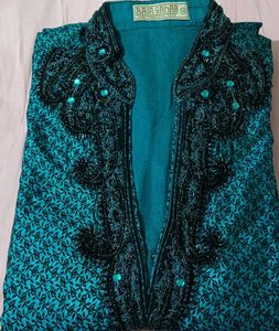Embroidered Teal Ethnic Jacket