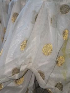 White Salwar Pants with Gold Printof 1