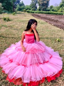 Stunning Pink &amp; Red Tulle Gown