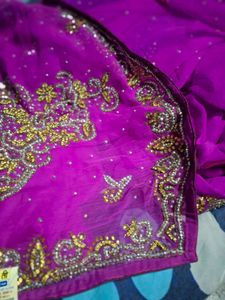 Elegant Purple Embellished Saree