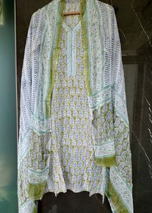 Block Print Kurta Set with Dupatta