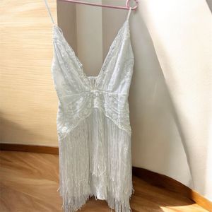 Stunning White Fringed Mini Dress