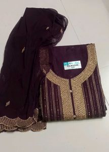 Elegant Maroon Kurta Set with Embellishments