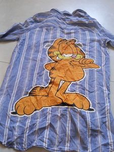 Striped Button-Up Shirt with "Chill Out" Patch