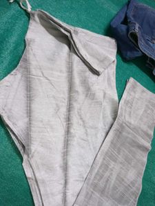 Shiny Silver Wide Leg Pants