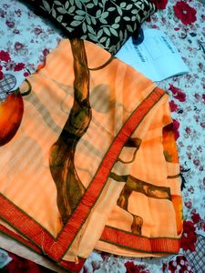 Beautiful Orange Colour Saaree