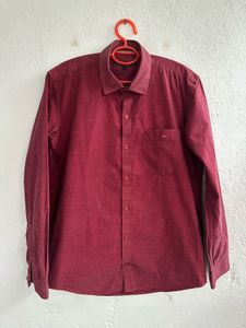 Men's Classic Maroon Button-Up Shirt